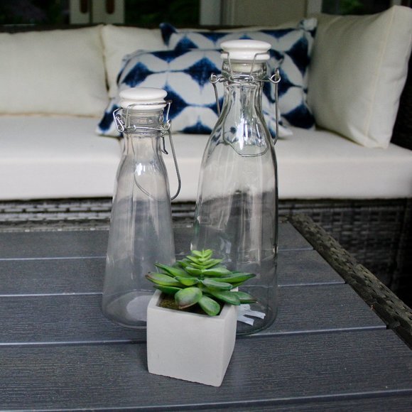 Ashland Accents Pair Decorative Vintage Milk Bottles With